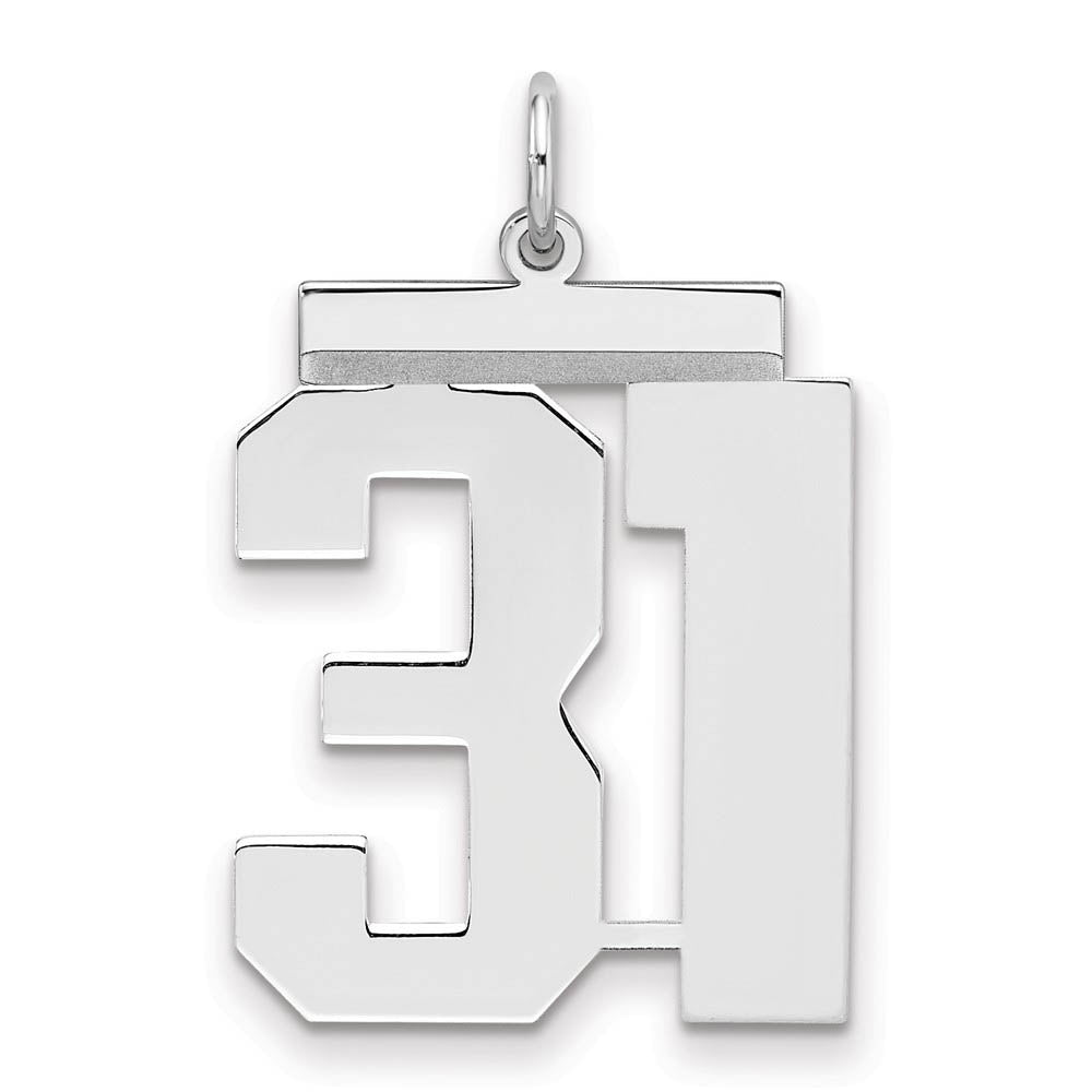 Sterling Silver, Athletic Collection, Large Polished Number 31 Pendant, Item P14043-31 by The Black Bow Jewelry Co.
