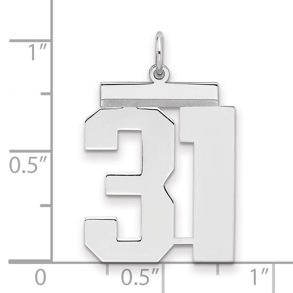 Alternate view of the Sterling Silver, Athletic Collection, Large Polished Number 31 Pendant by The Black Bow Jewelry Co.