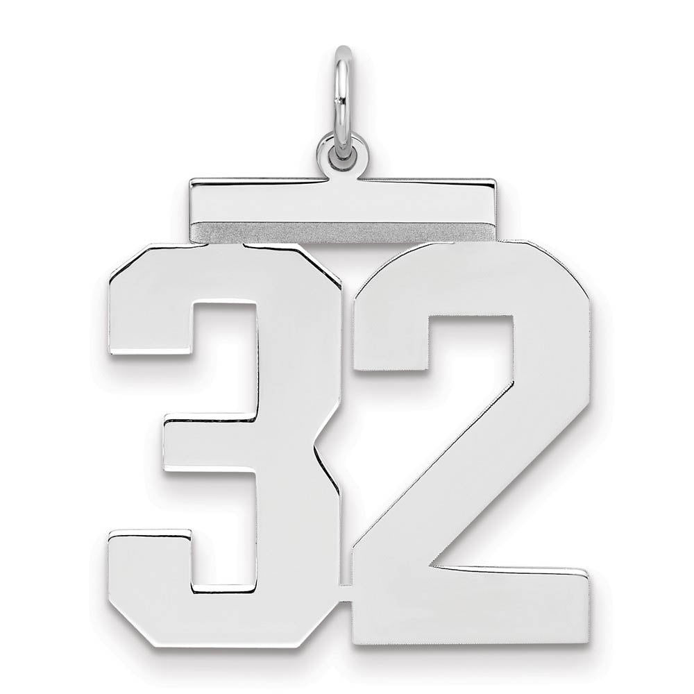 Sterling Silver, Athletic Collection, Large Polished Number 32 Pendant, Item P14043-32 by The Black Bow Jewelry Co.
