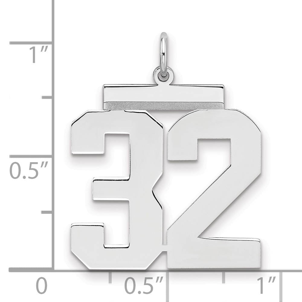 Alternate view of the Sterling Silver, Athletic Collection, Large Polished Number 32 Pendant by The Black Bow Jewelry Co.