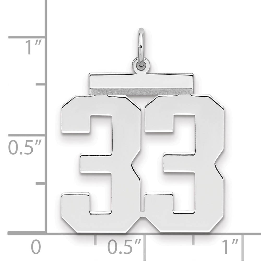 Alternate view of the Sterling Silver, Athletic Collection, Large Polished Number 33 Pendant by The Black Bow Jewelry Co.
