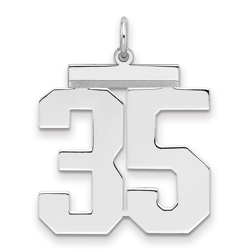 Sterling Silver, Athletic Collection, Large Polished Number 35 Pendant, Item P14043-35 by The Black Bow Jewelry Co.