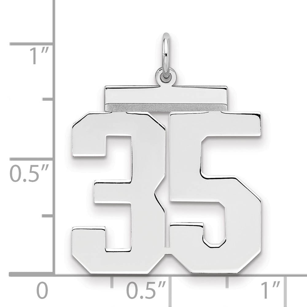 Alternate view of the Sterling Silver, Athletic Collection, Large Polished Number 35 Pendant by The Black Bow Jewelry Co.