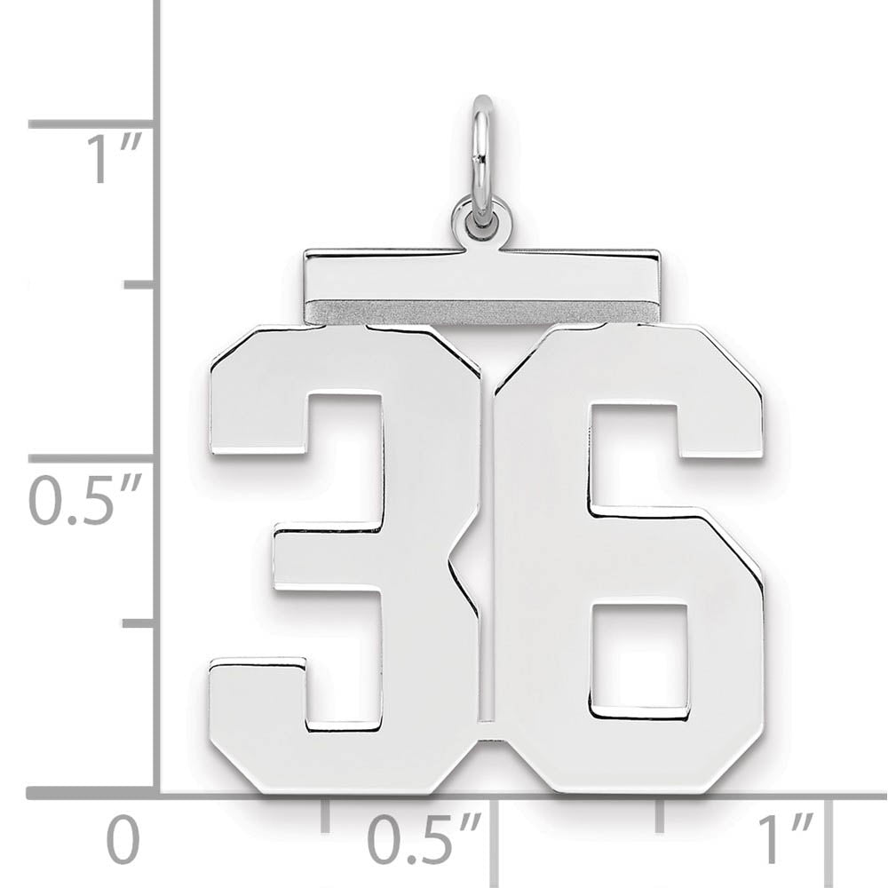 Alternate view of the Sterling Silver, Athletic Collection, Large Polished Number 36 Pendant by The Black Bow Jewelry Co.
