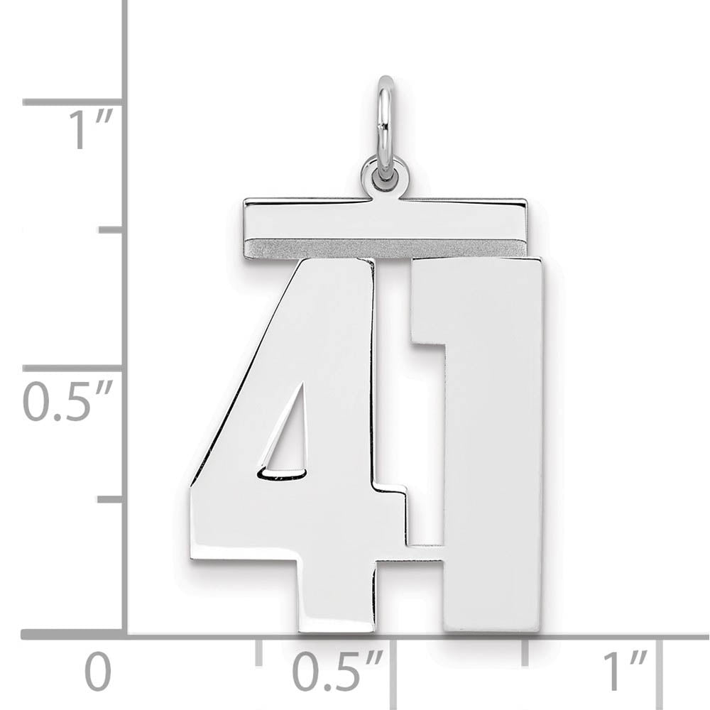 Alternate view of the Sterling Silver, Athletic Collection, Large Polished Number 41 Pendant by The Black Bow Jewelry Co.