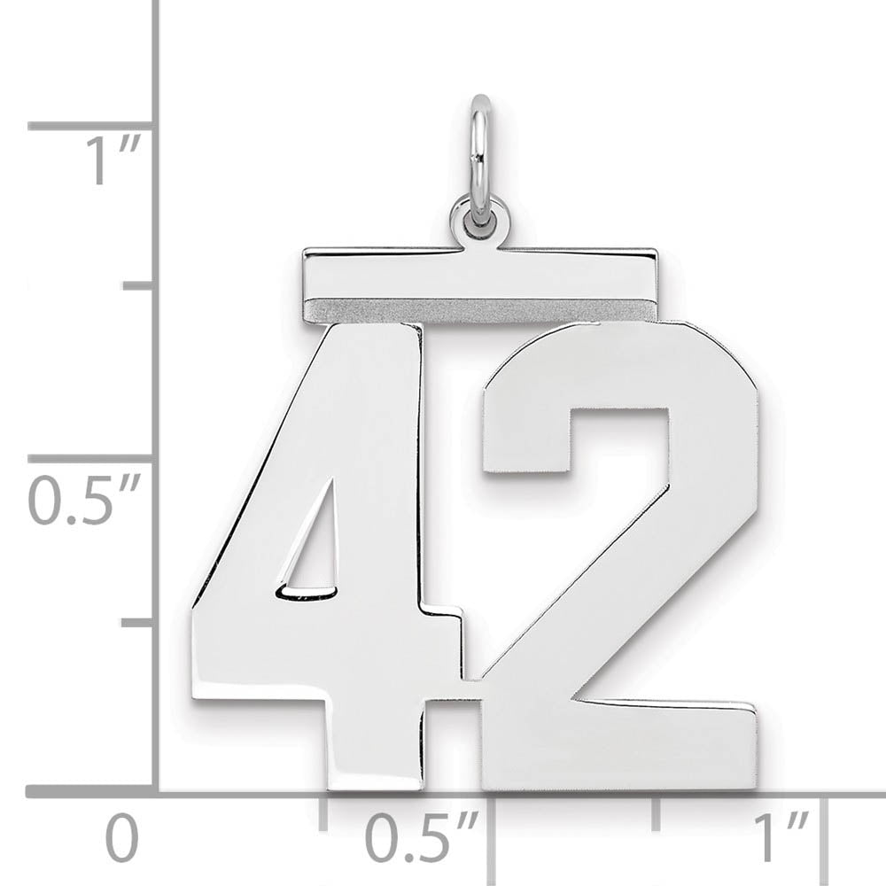 Alternate view of the Sterling Silver, Athletic Collection, Large Polished Number 42 Pendant by The Black Bow Jewelry Co.