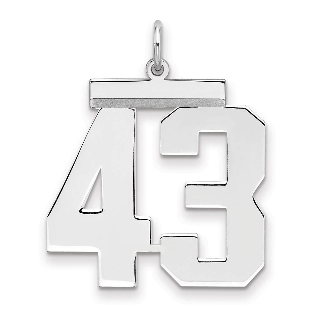 Sterling Silver, Athletic Collection, Large Polished Number 43 Pendant, Item P14043-43 by The Black Bow Jewelry Co.