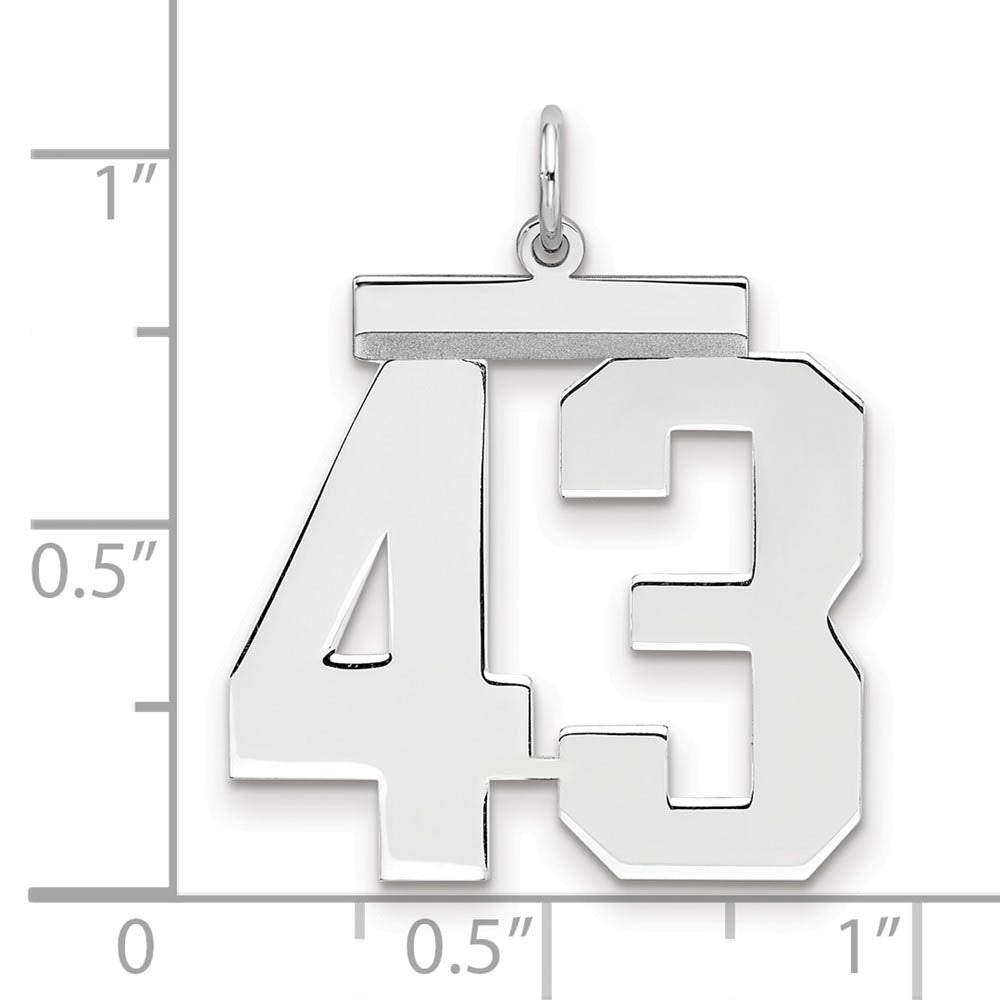 Alternate view of the Sterling Silver, Athletic Collection, Large Polished Number 43 Pendant by The Black Bow Jewelry Co.