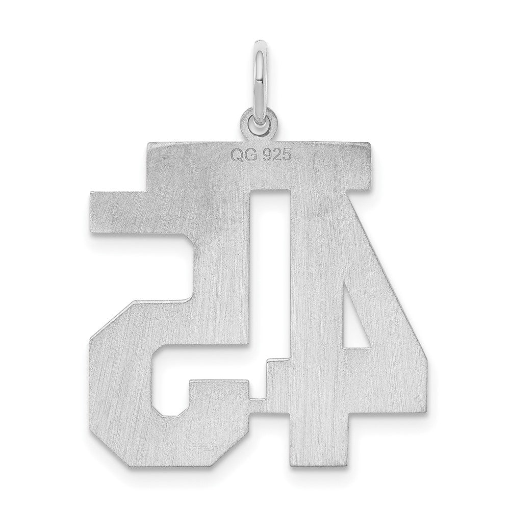 Alternate view of the Sterling Silver, Athletic Collection, Large Polished Number 45 Pendant by The Black Bow Jewelry Co.