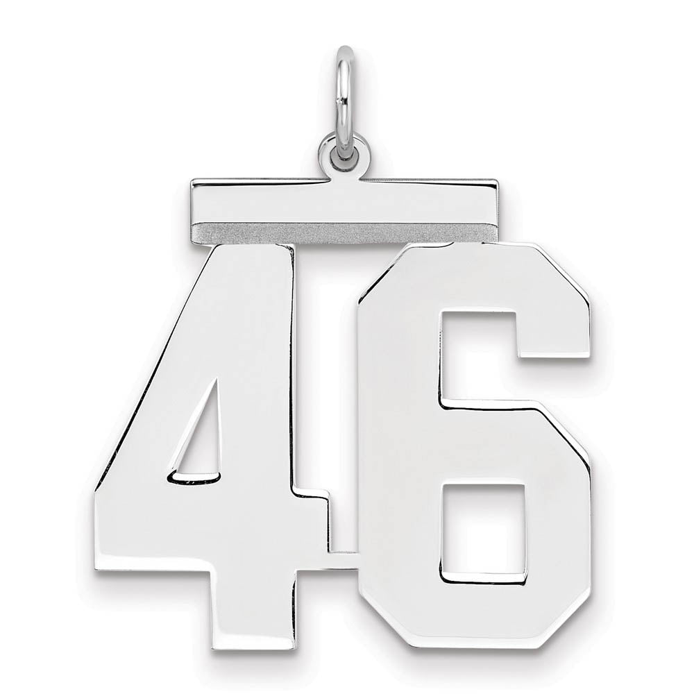 Sterling Silver, Athletic Collection, Large Polished Number 46 Pendant, Item P14043-46 by The Black Bow Jewelry Co.