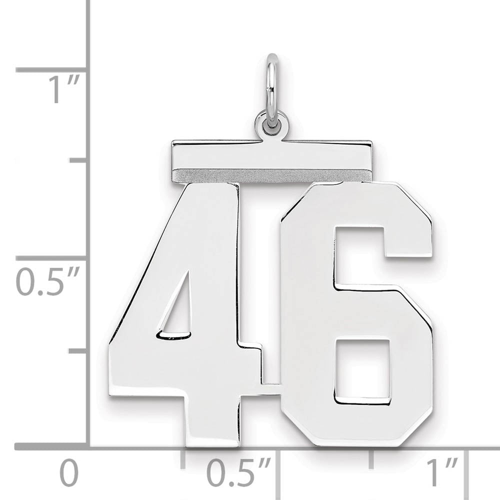 Alternate view of the Sterling Silver, Athletic Collection, Large Polished Number 46 Pendant by The Black Bow Jewelry Co.