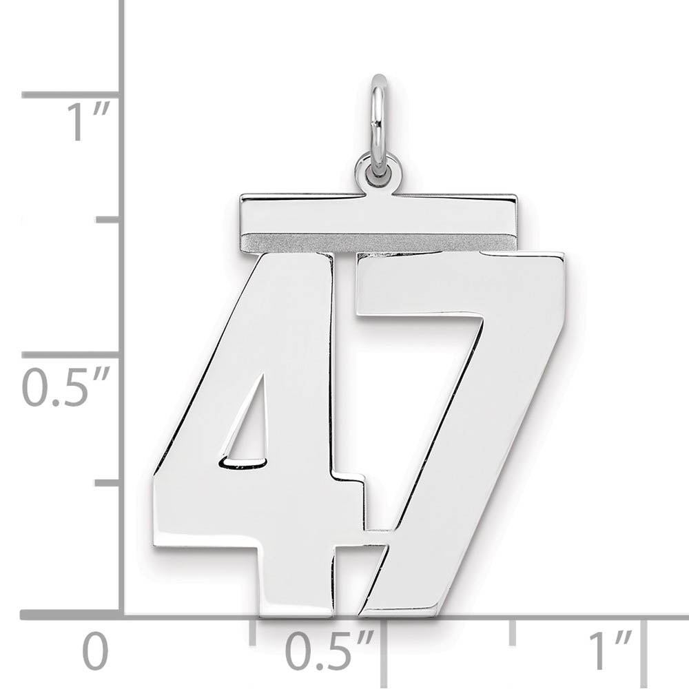 Alternate view of the Sterling Silver, Athletic Collection, Large Polished Number 47 Pendant by The Black Bow Jewelry Co.