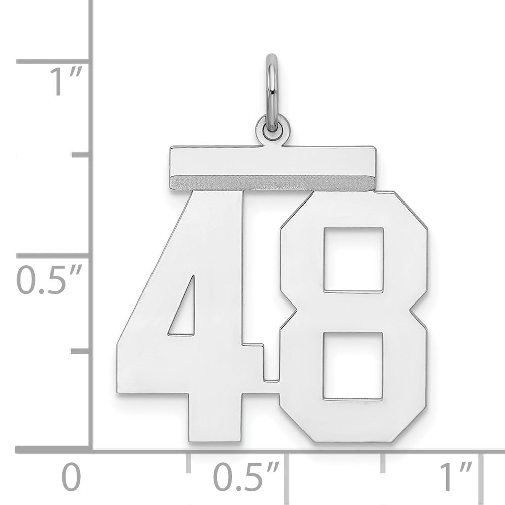 Alternate view of the Sterling Silver, Athletic Collection, Large Polished Number 48 Pendant by The Black Bow Jewelry Co.