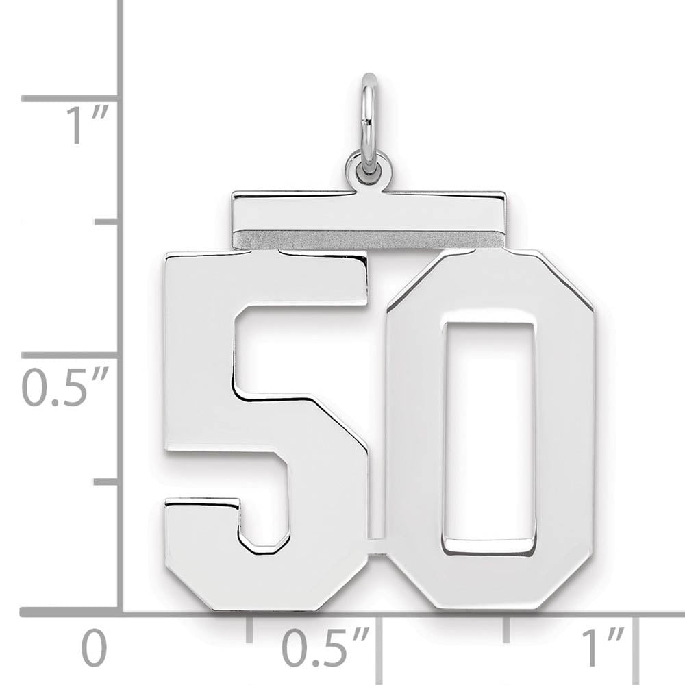 Alternate view of the Sterling Silver, Athletic Collection, Large Polished Number 50 Pendant by The Black Bow Jewelry Co.