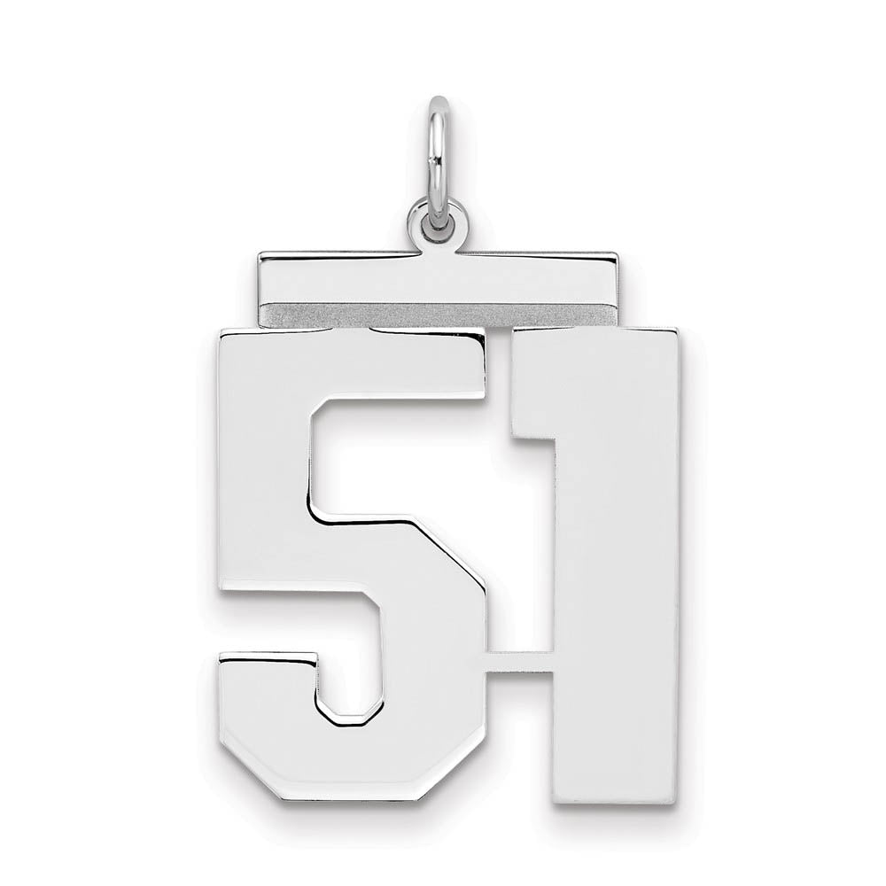 Sterling Silver, Athletic Collection, Large Polished Number 51 Pendant, Item P14043-51 by The Black Bow Jewelry Co.