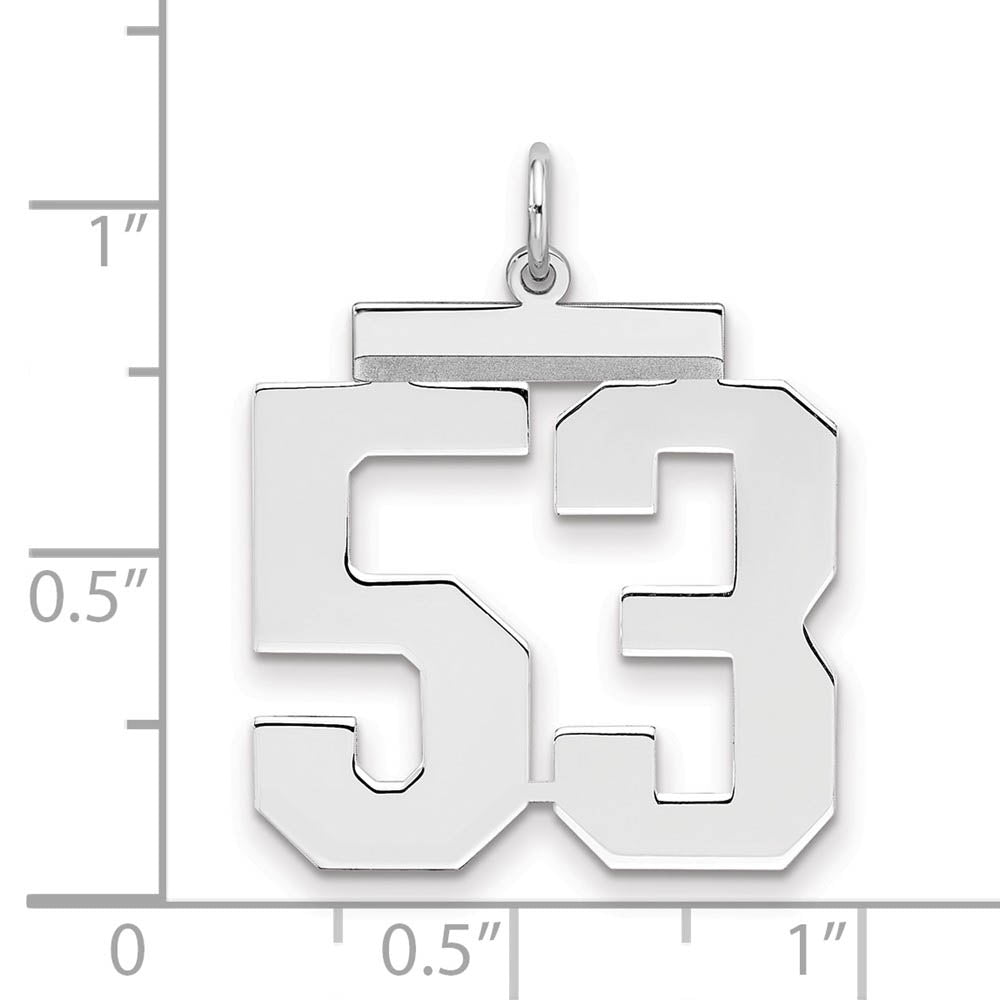Alternate view of the Sterling Silver, Athletic Collection, Large Polished Number 53 Pendant by The Black Bow Jewelry Co.