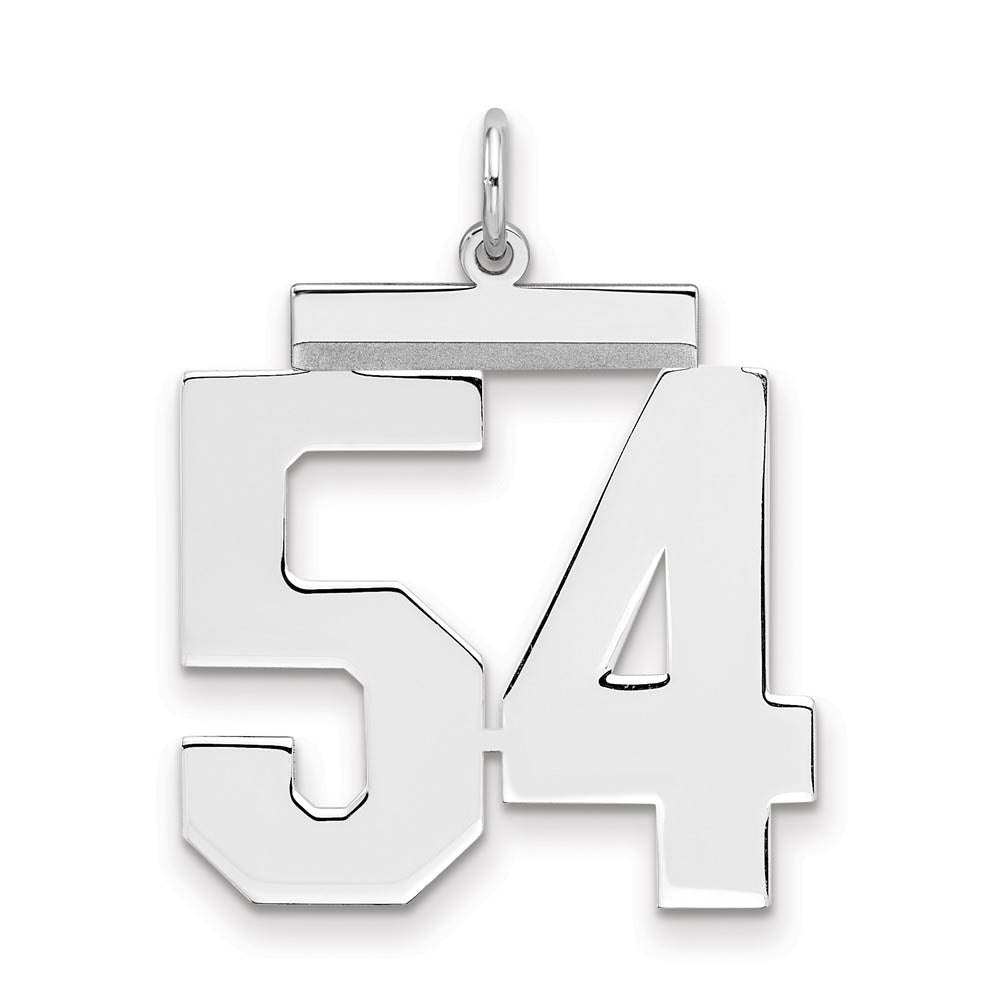 Sterling Silver, Athletic Collection, Large Polished Number 54 Pendant, Item P14043-54 by The Black Bow Jewelry Co.