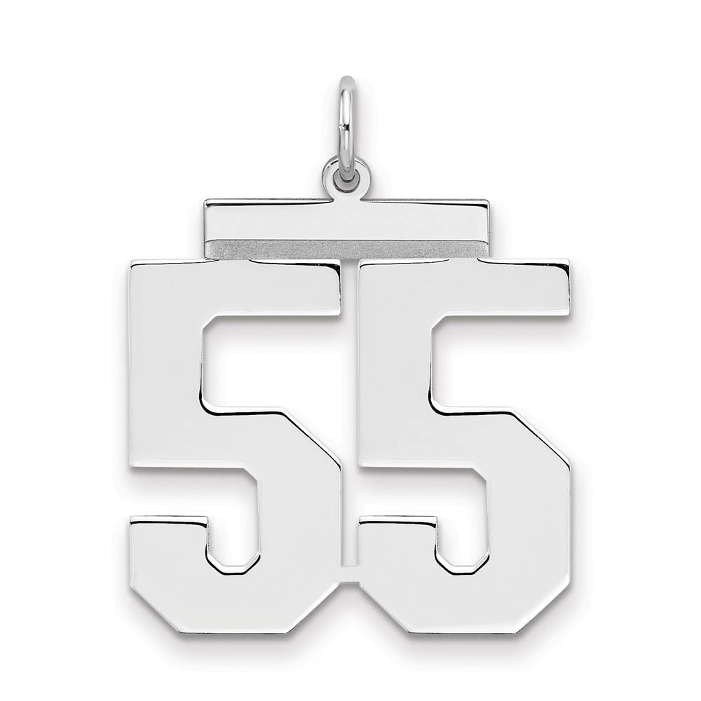 Sterling Silver, Athletic Collection, Large Polished Number 55 Pendant, Item P14043-55 by The Black Bow Jewelry Co.