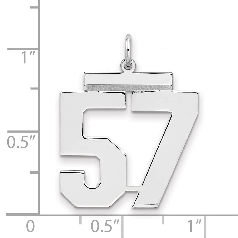 Alternate view of the Sterling Silver, Athletic Collection, Large Polished Number 57 Pendant by The Black Bow Jewelry Co.