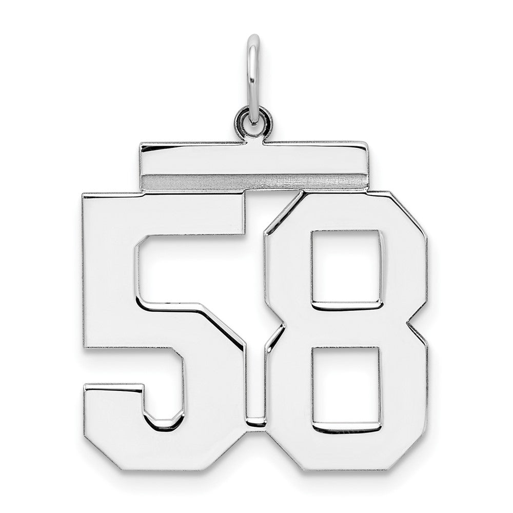 Sterling Silver, Athletic Collection, Large Polished Number 58 Pendant, Item P14043-58 by The Black Bow Jewelry Co.