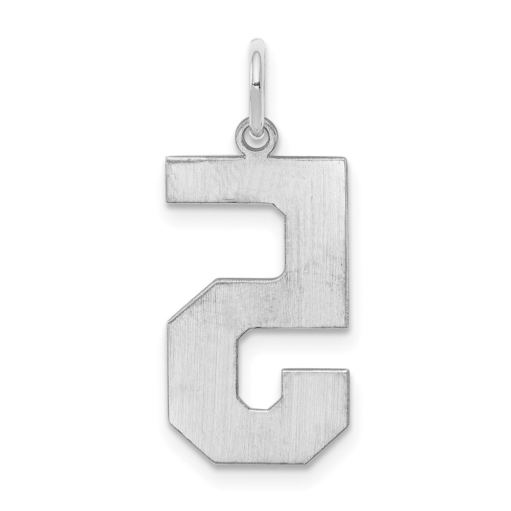 Alternate view of the Sterling Silver, Athletic Collection, Large Polished Number 5 Pendant by The Black Bow Jewelry Co.