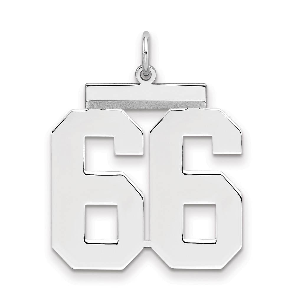 Sterling Silver, Athletic Collection, Large Polished Number 66 Pendant, Item P14043-66 by The Black Bow Jewelry Co.