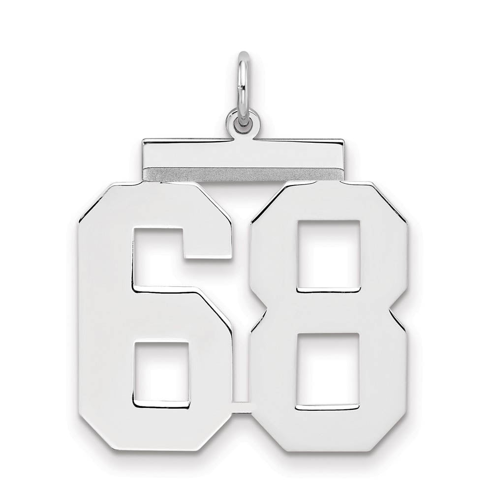 Sterling Silver, Athletic Collection, Large Polished Number 68 Pendant, Item P14043-68 by The Black Bow Jewelry Co.