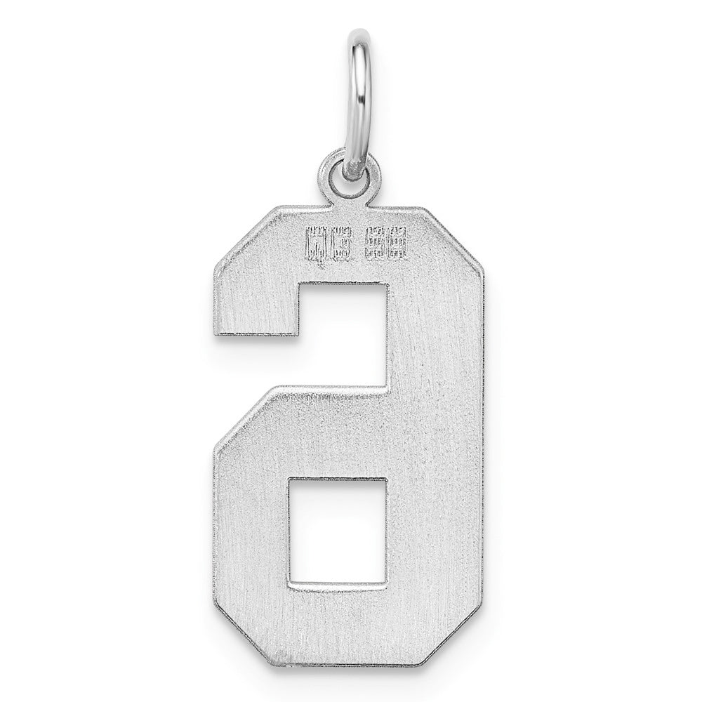 Alternate view of the Sterling Silver, Athletic Collection, Large Polished Number 6 Pendant by The Black Bow Jewelry Co.