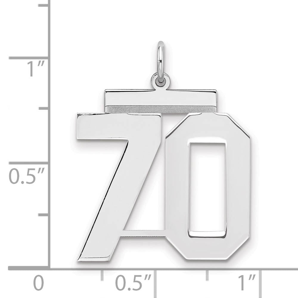 Alternate view of the Sterling Silver, Athletic Collection, Large Polished Number 70 Pendant by The Black Bow Jewelry Co.