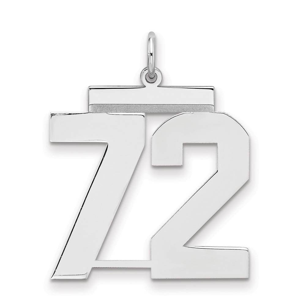 Sterling Silver, Athletic Collection, Large Polished Number 72 Pendant, Item P14043-72 by The Black Bow Jewelry Co.