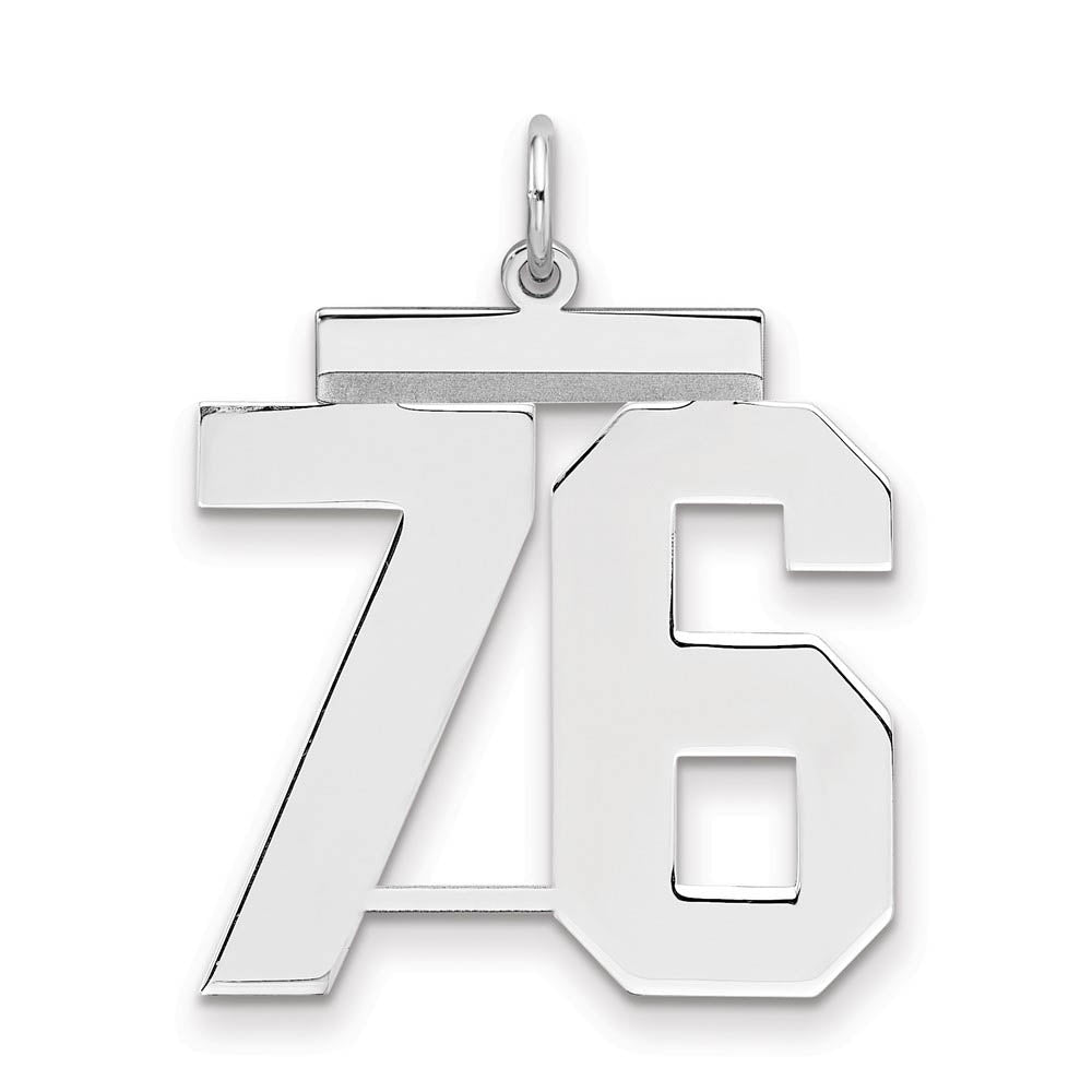 Sterling Silver, Athletic Collection, Large Polished Number 76 Pendant, Item P14043-76 by The Black Bow Jewelry Co.