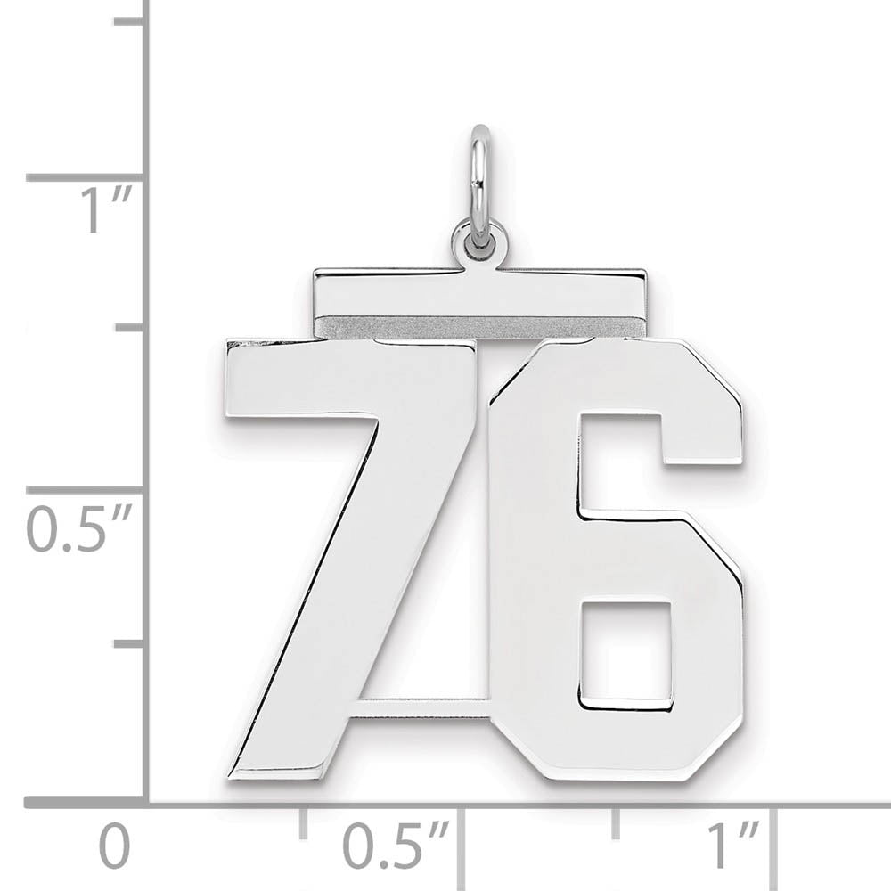 Alternate view of the Sterling Silver, Athletic Collection, Large Polished Number 76 Pendant by The Black Bow Jewelry Co.