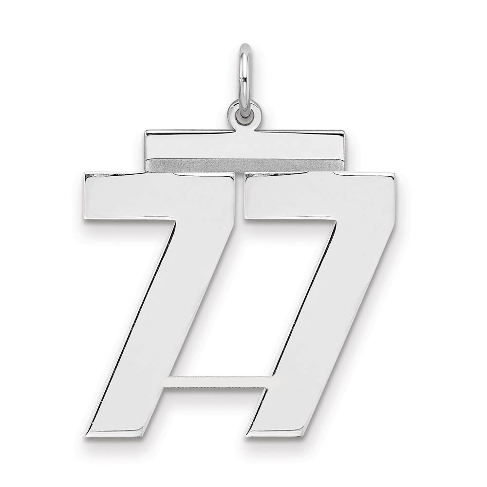 Sterling Silver, Athletic Collection, Large Polished Number 77 Pendant, Item P14043-77 by The Black Bow Jewelry Co.