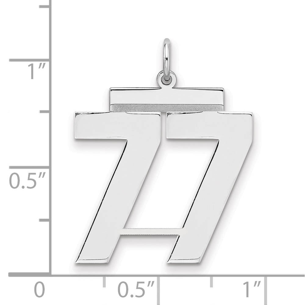 Alternate view of the Sterling Silver, Athletic Collection, Large Polished Number 77 Pendant by The Black Bow Jewelry Co.
