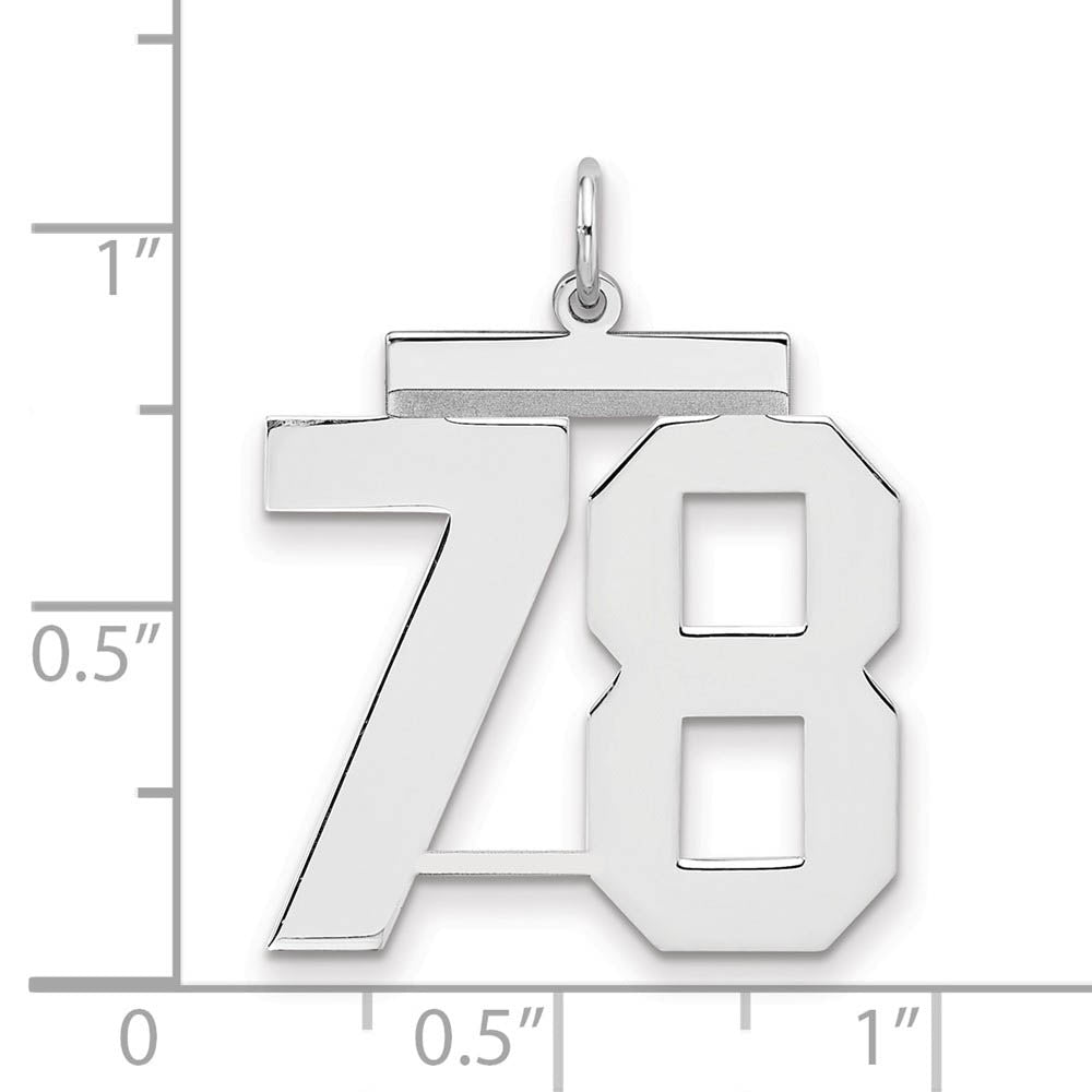 Alternate view of the Sterling Silver, Athletic Collection, Large Polished Number 78 Pendant by The Black Bow Jewelry Co.