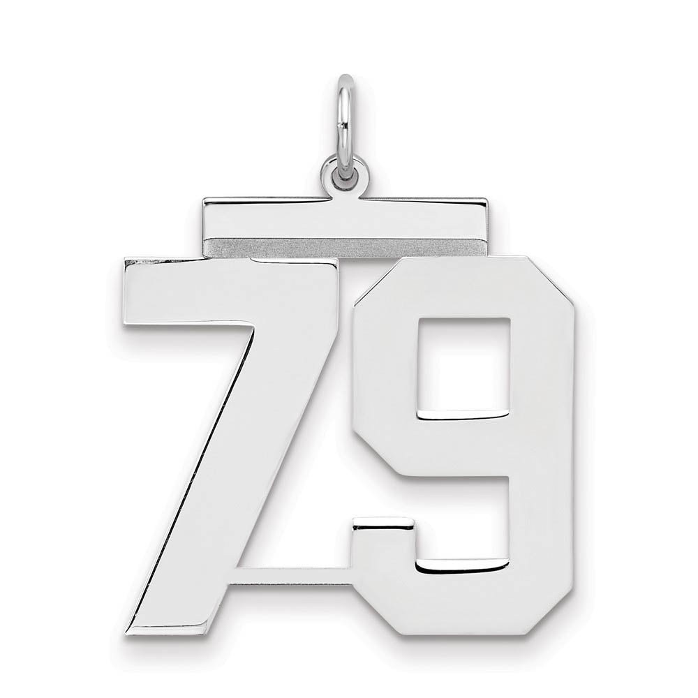 Sterling Silver, Athletic Collection, Large Polished Number 79 Pendant, Item P14043-79 by The Black Bow Jewelry Co.