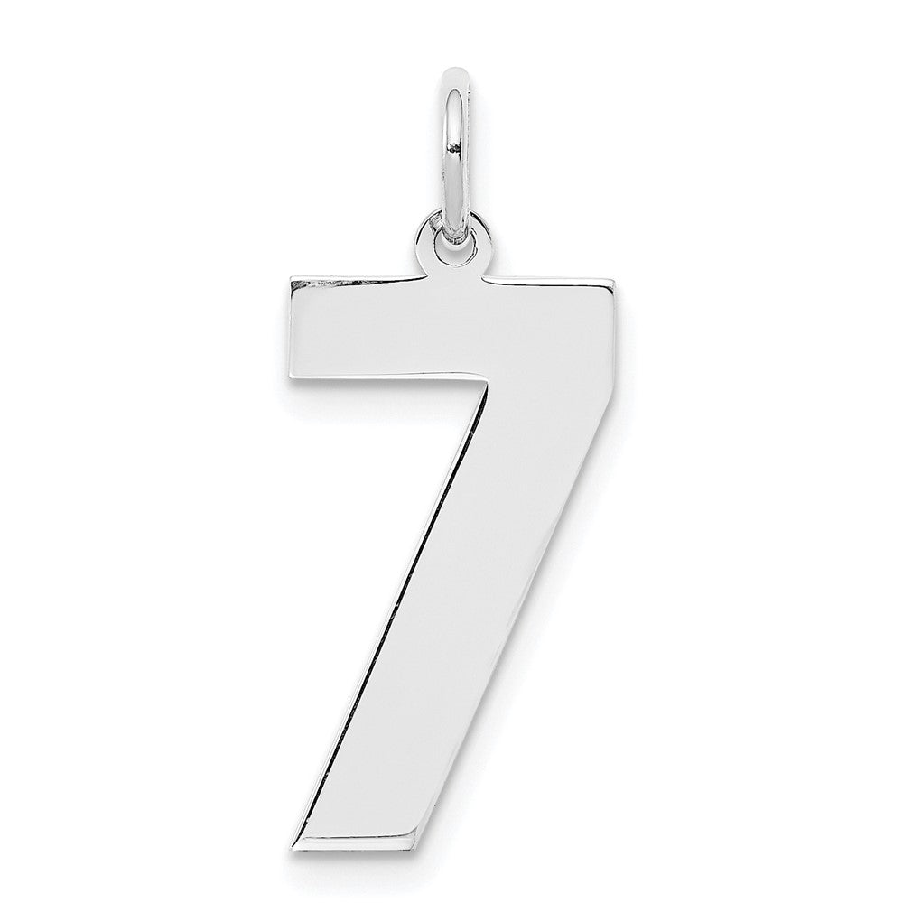 Sterling Silver, Athletic Collection, Large Polished Number 7 Pendant, Item P14043-7 by The Black Bow Jewelry Co.
