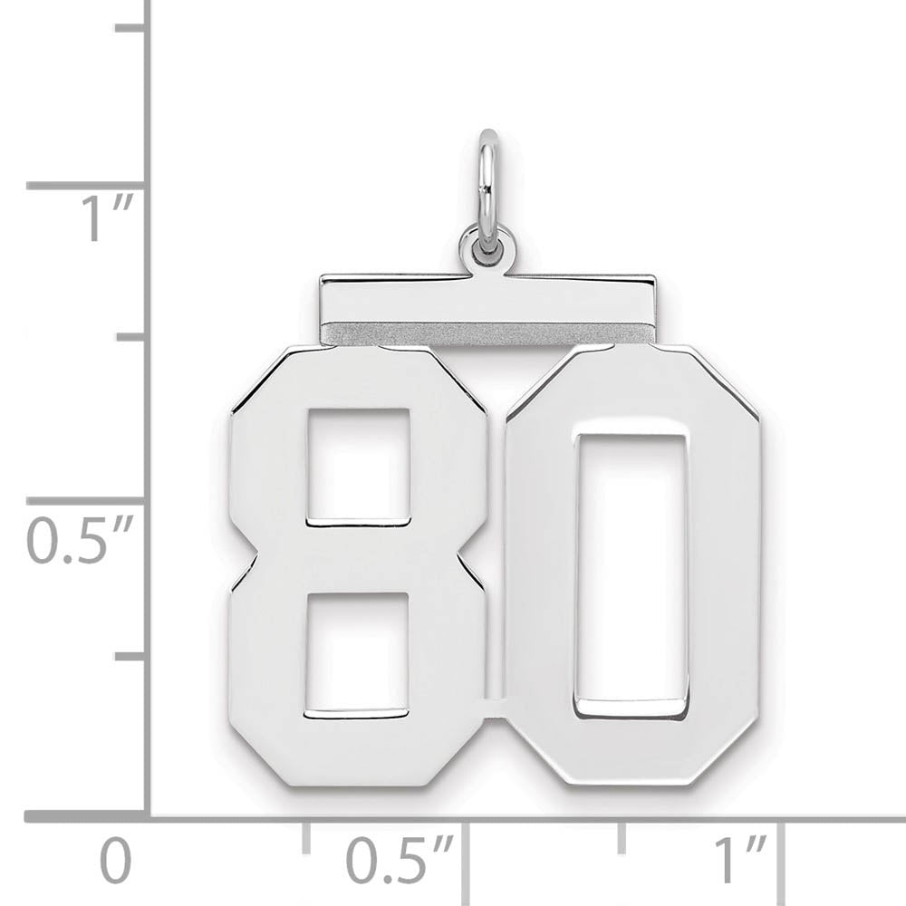 Alternate view of the Sterling Silver, Athletic Collection, Large Polished Number 80 Pendant by The Black Bow Jewelry Co.