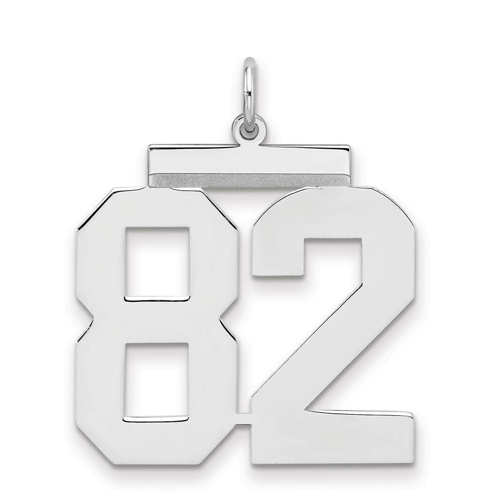 Sterling Silver, Athletic Collection, Large Polished Number 82 Pendant, Item P14043-82 by The Black Bow Jewelry Co.