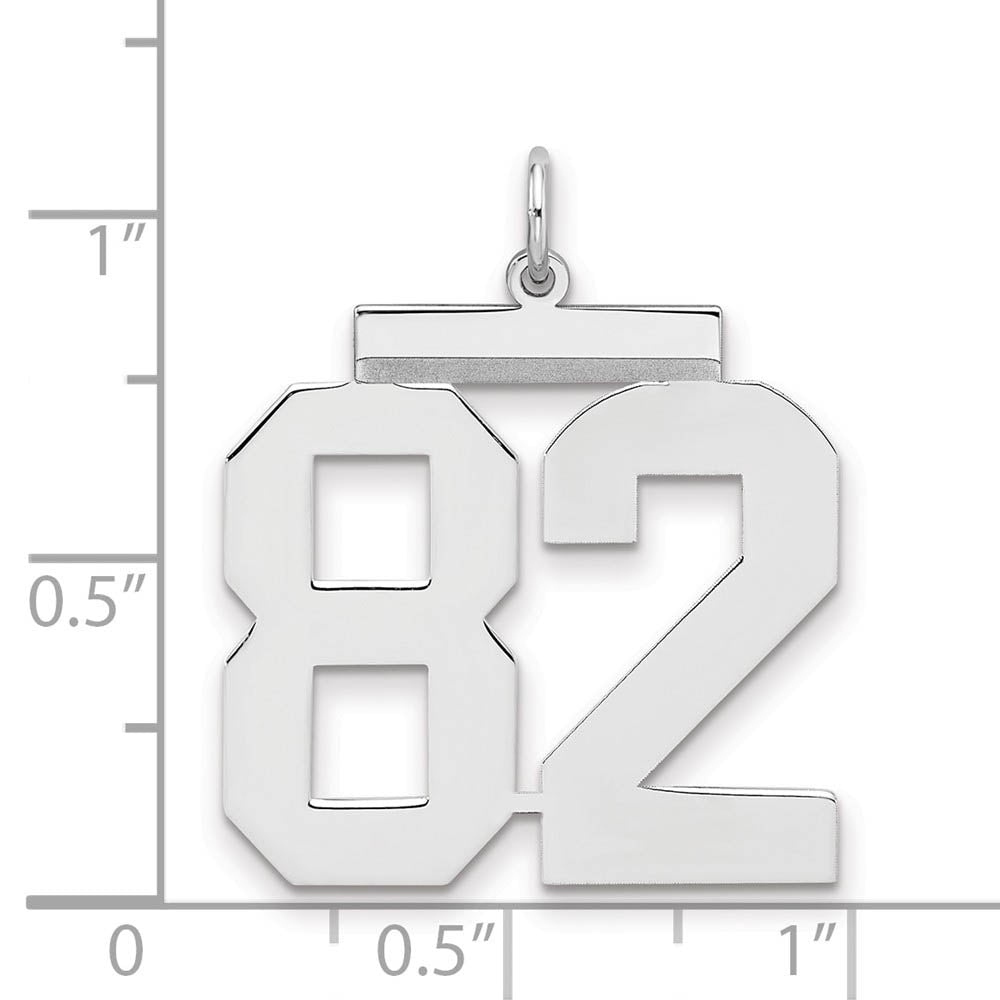 Alternate view of the Sterling Silver, Athletic Collection, Large Polished Number 82 Pendant by The Black Bow Jewelry Co.