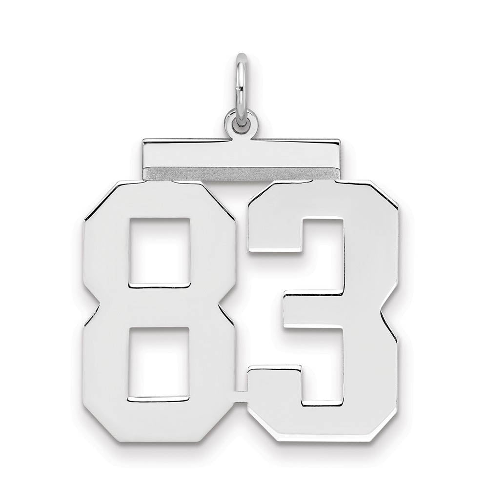 Sterling Silver, Athletic Collection, Large Polished Number 83 Pendant, Item P14043-83 by The Black Bow Jewelry Co.