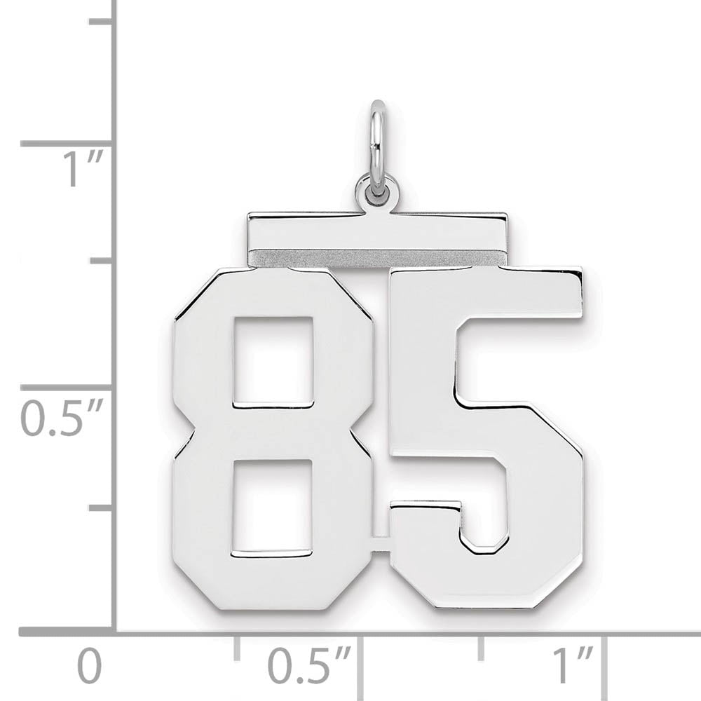 Alternate view of the Sterling Silver, Athletic Collection, Large Polished Number 85 Pendant by The Black Bow Jewelry Co.