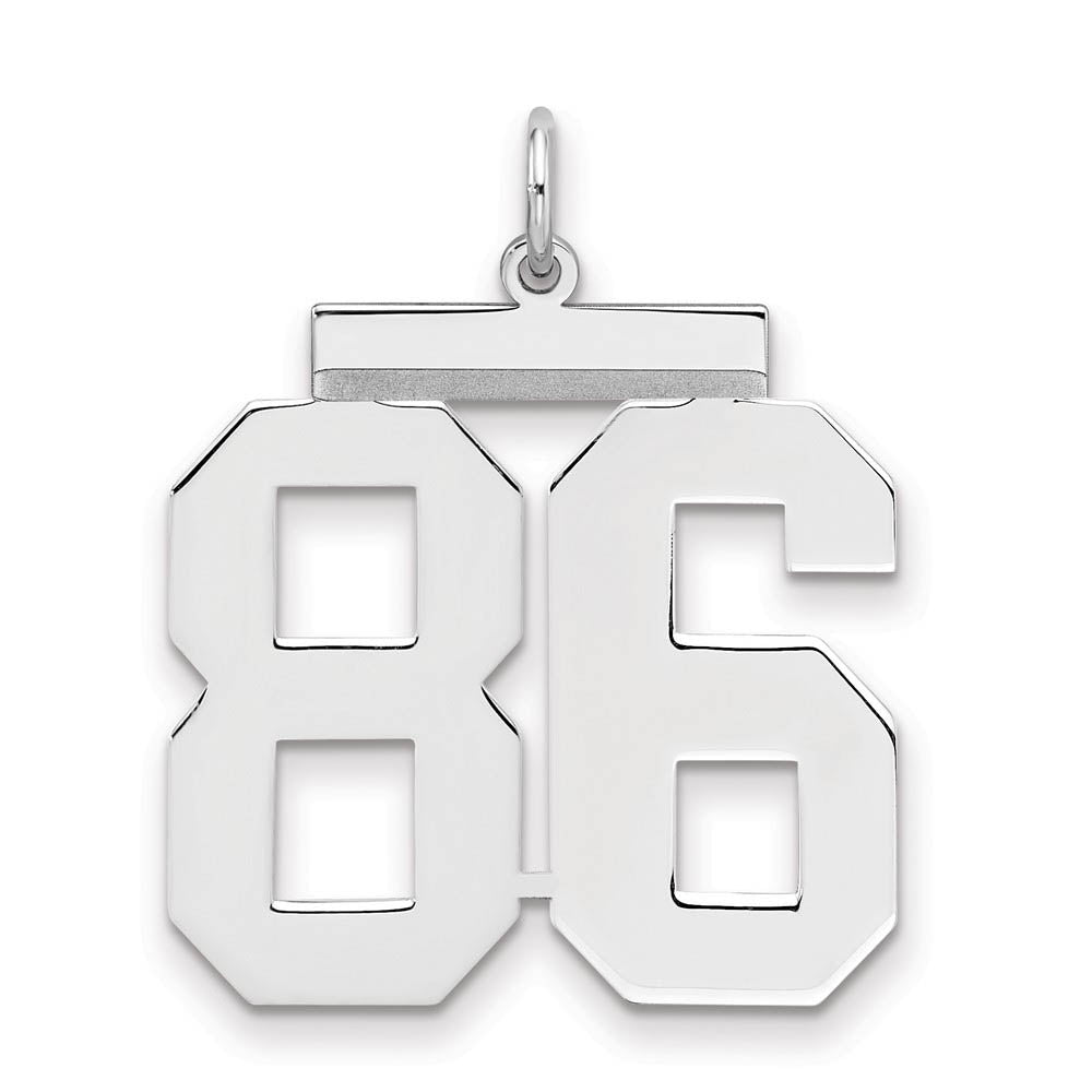 Sterling Silver, Athletic Collection, Large Polished Number 86 Pendant, Item P14043-86 by The Black Bow Jewelry Co.