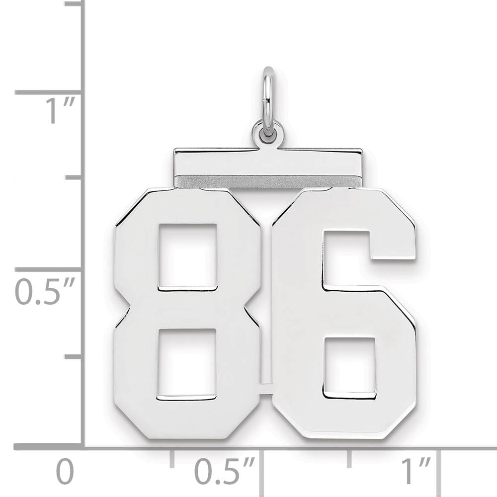 Alternate view of the Sterling Silver, Athletic Collection, Large Polished Number 86 Pendant by The Black Bow Jewelry Co.