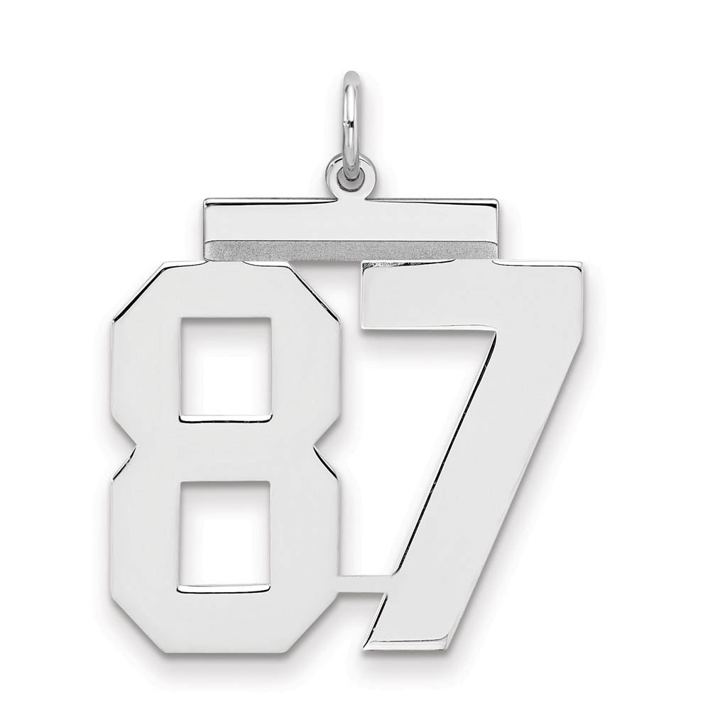 Sterling Silver, Athletic Collection, Large Polished Number 87 Pendant, Item P14043-87 by The Black Bow Jewelry Co.