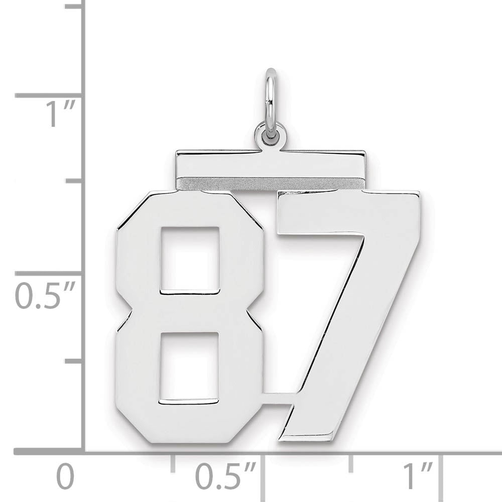 Alternate view of the Sterling Silver, Athletic Collection, Large Polished Number 87 Pendant by The Black Bow Jewelry Co.
