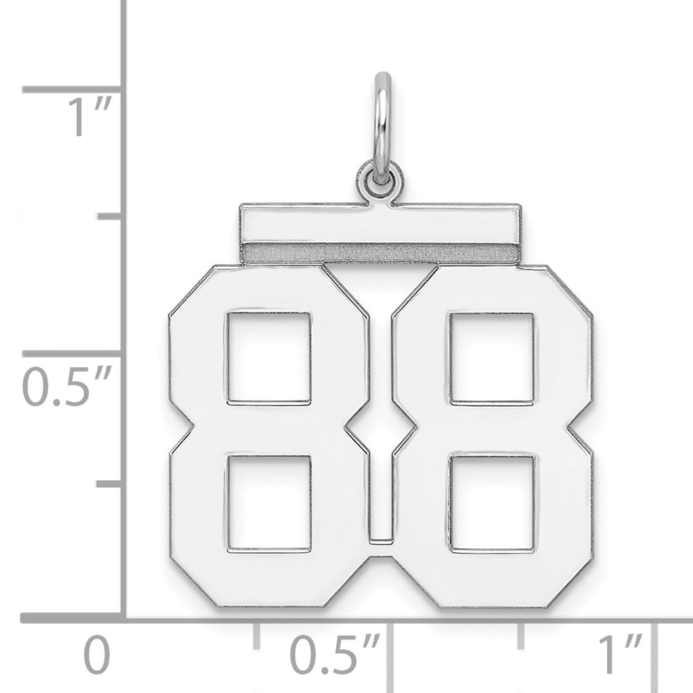 Alternate view of the Sterling Silver, Athletic Collection, Large Polished Number 88 Pendant by The Black Bow Jewelry Co.