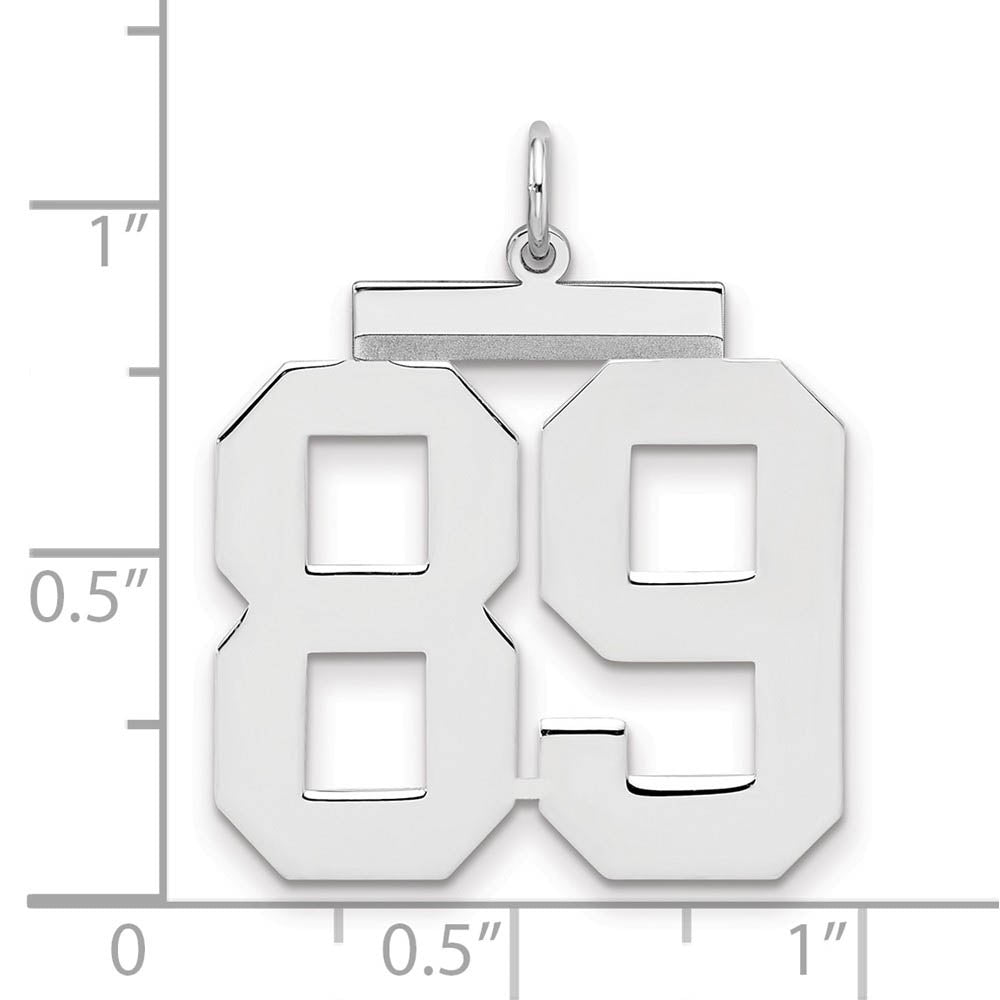 Alternate view of the Sterling Silver, Athletic Collection, Large Polished Number 89 Pendant by The Black Bow Jewelry Co.