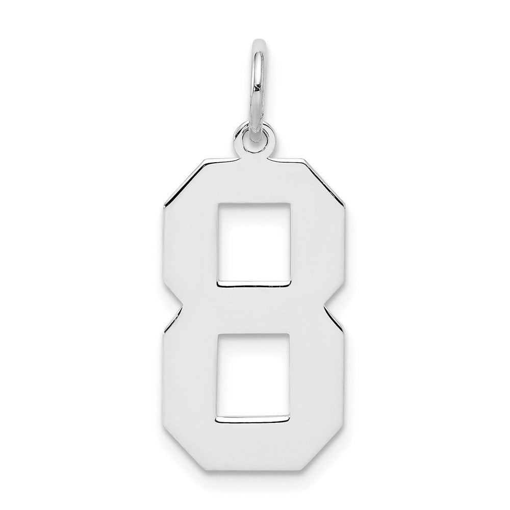 Sterling Silver, Athletic Collection, Large Polished Number 8 Pendant, Item P14043-8 by The Black Bow Jewelry Co.