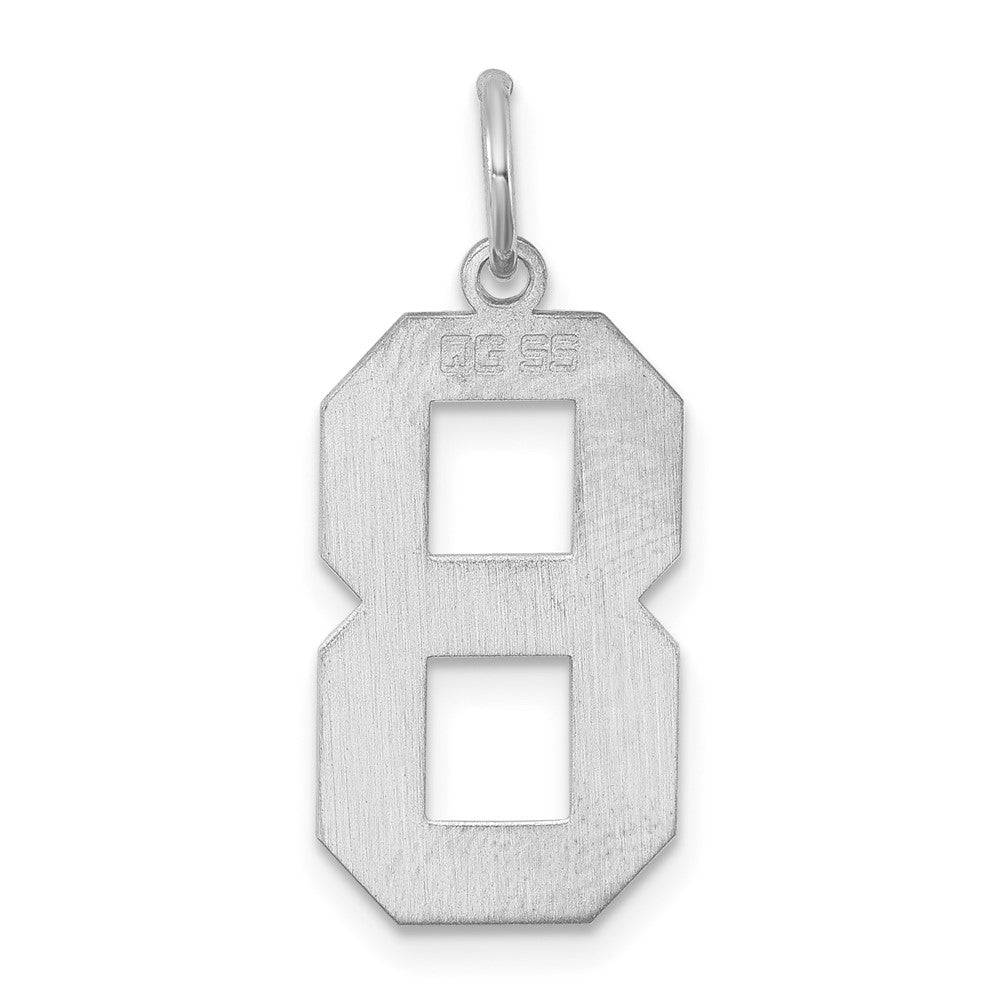 Alternate view of the Sterling Silver, Athletic Collection, Large Polished Number 8 Pendant by The Black Bow Jewelry Co.